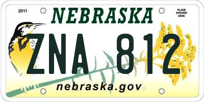 NE license plate ZNA812