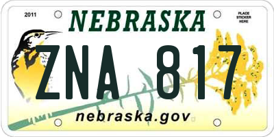 NE license plate ZNA817