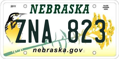 NE license plate ZNA823
