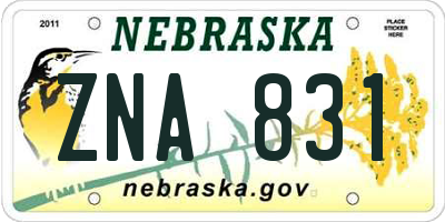 NE license plate ZNA831