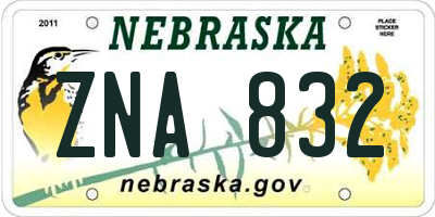 NE license plate ZNA832