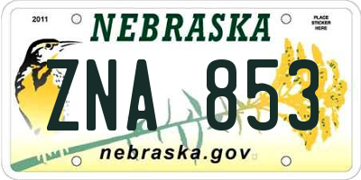 NE license plate ZNA853