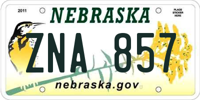 NE license plate ZNA857