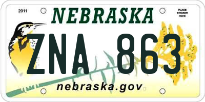 NE license plate ZNA863
