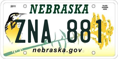 NE license plate ZNA881