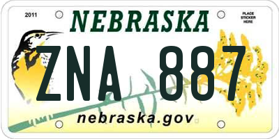 NE license plate ZNA887