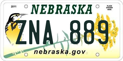 NE license plate ZNA889