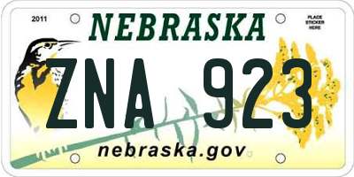 NE license plate ZNA923