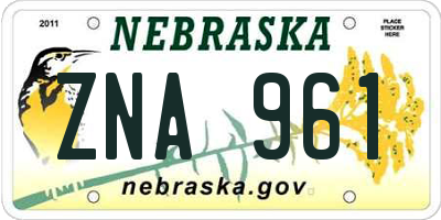 NE license plate ZNA961