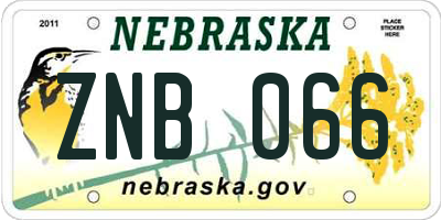 NE license plate ZNB066
