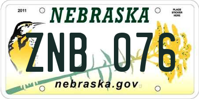 NE license plate ZNB076