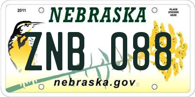 NE license plate ZNB088
