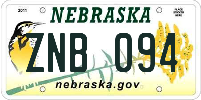 NE license plate ZNB094