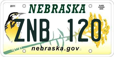 NE license plate ZNB120