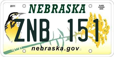 NE license plate ZNB151