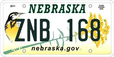 NE license plate ZNB168