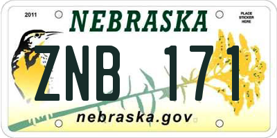 NE license plate ZNB171