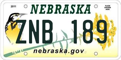NE license plate ZNB189
