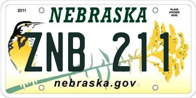 NE license plate ZNB211