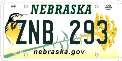 NE license plate ZNB293