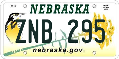 NE license plate ZNB295