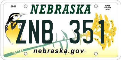 NE license plate ZNB351
