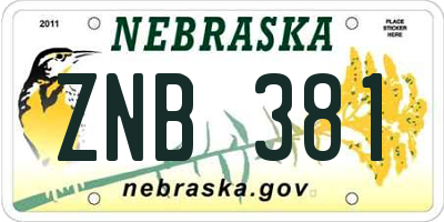 NE license plate ZNB381