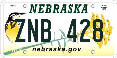 NE license plate ZNB428
