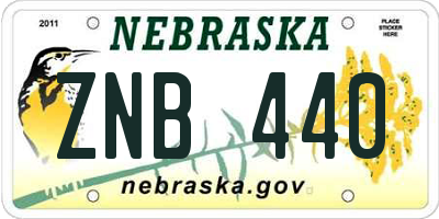 NE license plate ZNB440