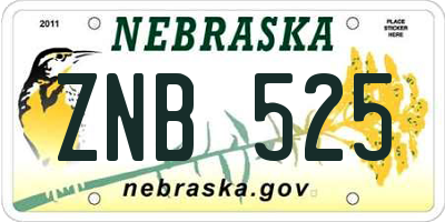 NE license plate ZNB525