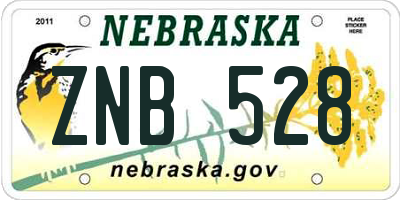 NE license plate ZNB528