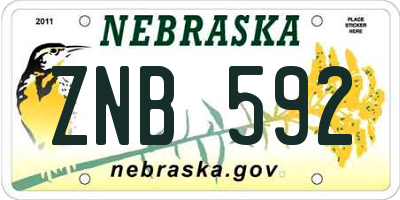 NE license plate ZNB592