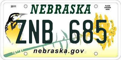 NE license plate ZNB685