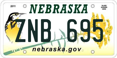 NE license plate ZNB695