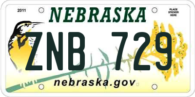 NE license plate ZNB729