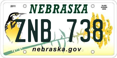 NE license plate ZNB738
