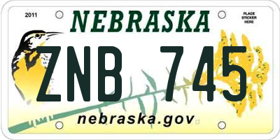 NE license plate ZNB745