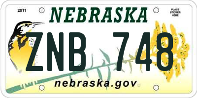NE license plate ZNB748