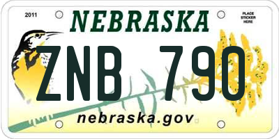 NE license plate ZNB790