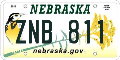 NE license plate ZNB811