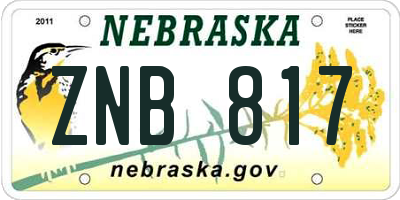 NE license plate ZNB817