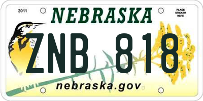 NE license plate ZNB818