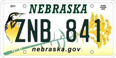 NE license plate ZNB841