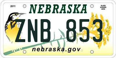 NE license plate ZNB853