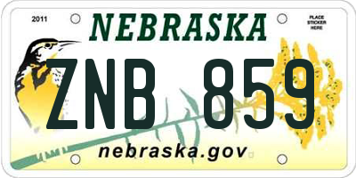 NE license plate ZNB859