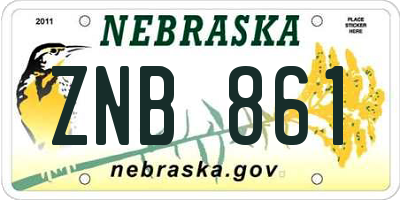 NE license plate ZNB861