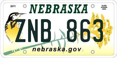 NE license plate ZNB863
