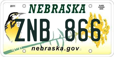 NE license plate ZNB866