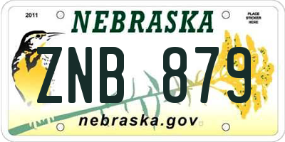 NE license plate ZNB879