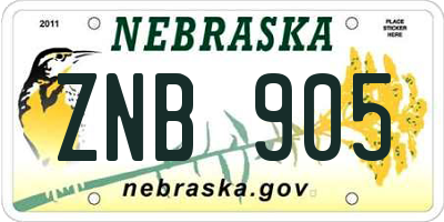 NE license plate ZNB905